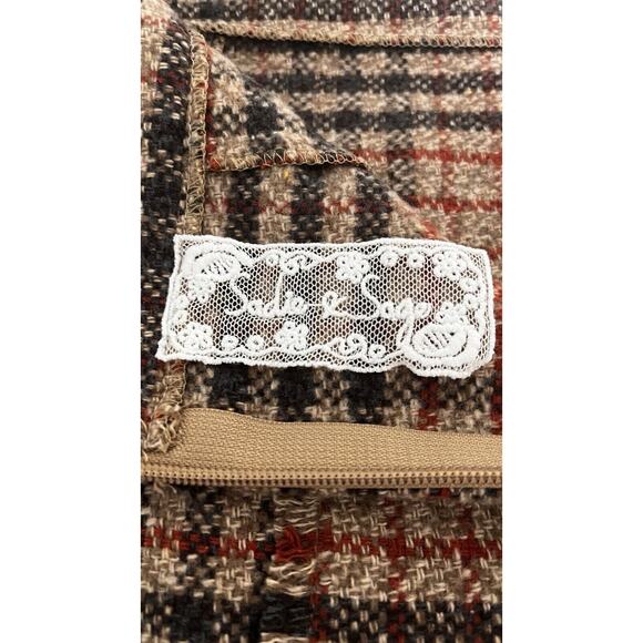 NWOT Mini Skirt Tweed 6Button Front  Dark Academia Preppy Raw Hem SZ Med - Picture 7 of 12